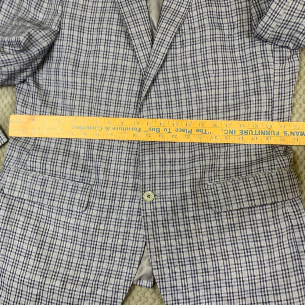 Lauren‎ Ralph Lauren Blazer Mens 44L Blue Plaid Linen Sport Coat 2 Button - Picture 12 of 15
